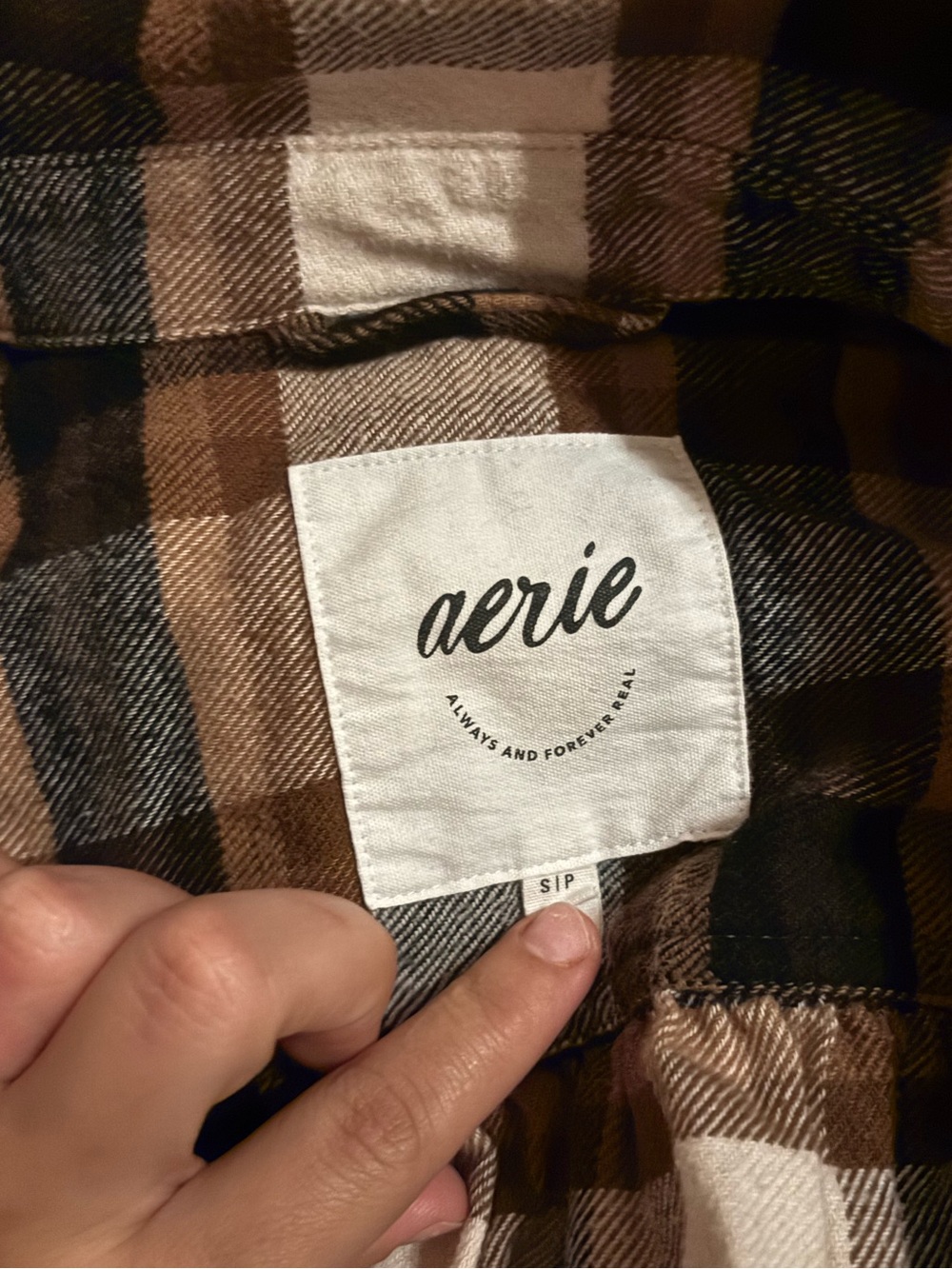 Aerie Cozy Flannel Brown Orange Oversized Button Down Size Small - Picture 4 of 6